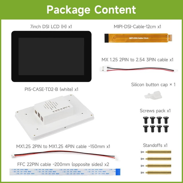 Alt view image 2 of 7 - Waveshare 7inch DSI Capacitive Touch Display, 1280×720 Pixels, IPS Panel, Optical Bonding Toughened Glass Panel, 10-Point Touch, Anti-Fingerprint Process, with Protective Case, White