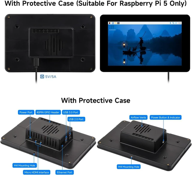 Alt view image 6 of 7 - Waveshare 7" DSI Capacitive Touch Display, Compatible with Raspberry Pi 5/4B/3B+/3A+, Supports ESP32-P4, RK3506, RK3576, 1280x720 IPS, Optical Bonding Toughened Glass, 10-Point Touch, Anti-Fingerprint