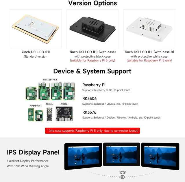 Alt view image 4 of 7 - Waveshare 7" DSI Capacitive Touch Display, Compatible with Raspberry Pi 5/4B/3B+/3A+, Supports ESP32-P4, RK3506, RK3576, 1280x720 IPS, Optical Bonding Toughened Glass, 10-Point Touch, Anti-Fingerprint