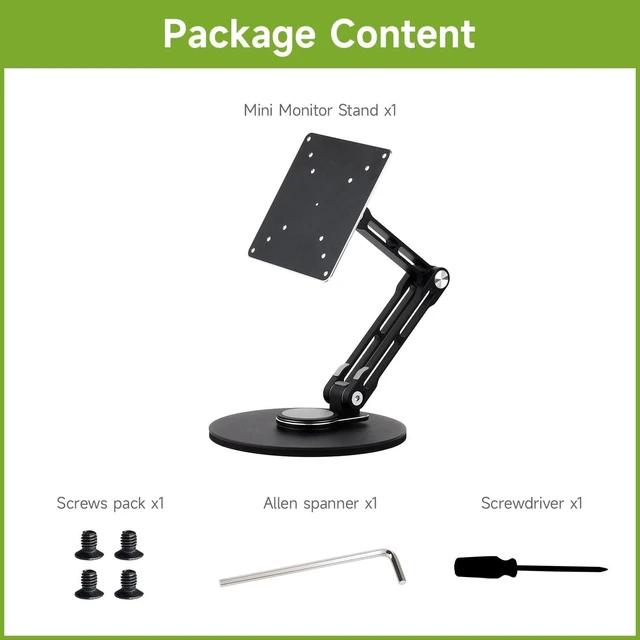 Alt view image 2 of 7 - Waveshare VESA Portable Monitor Adjustable Stand, Compatible with Monitors Up to 19 Inches, Multi-Axis Rotation, Ergonomic Design with Weighted Base, Foldable for Easy Storage
