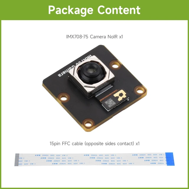 Alt view image 2 of 7 - Waveshare IMX708 12MP High Resolution Camera Module, Featuring High Dynamic Range, Basic Version with 75° FOV, Night Vision Support