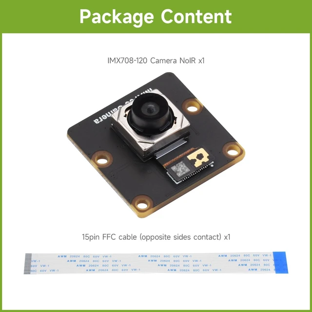 Alt view image 2 of 7 - Waveshare IMX708 12MP High Resolution Camera Module, Featuring High Dynamic Range, Wide Angle Version with 120° FOV, Night Vision Support