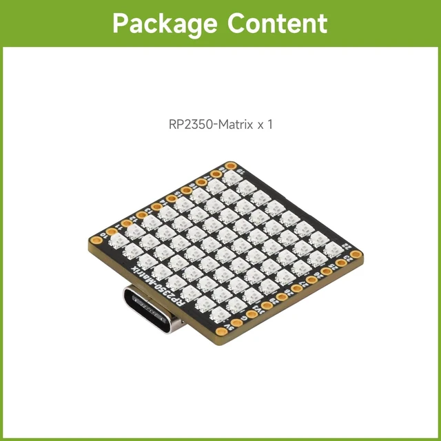 Alt view image 2 of 6 - Waveshare RP2350-Matrix Microcontroller Development Board, Dual-Core, Dual-Architecture Design, Onboard 6-Axis Sensor, and 8x8 RGB LED Matrix for Colorful Lighting Displays