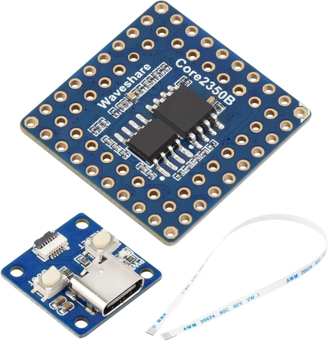 Main image of Waveshare Core2350B Core Board, Based On Raspberry Pi RP2350B Dual-core & Dual-Architecture Microcontroller, Operating Frequency Up to 150MHz, 2MB PSRAM, Bundle with Adapter and Cable, 3 Items