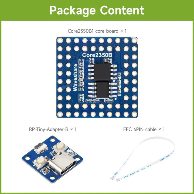 Alt view image 2 of 7 - Waveshare Core2350B Core Board, Based On Raspberry Pi RP2350B Dual-core & Dual-Architecture Microcontroller, Operating Frequency Up to 150MHz, 2MB PSRAM, Bundle with Adapter and Cable, 3 Items