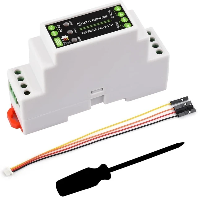 Main image of Waveshare Industrial 1-Channel ESP32-S3 WiFi Relay Module, Wi-Fi/Bluetooth Support, Onboard RS485 Interface, Multiple Isolation Protection Circuits, Industrial-Grade Rail-Mount Enclosure