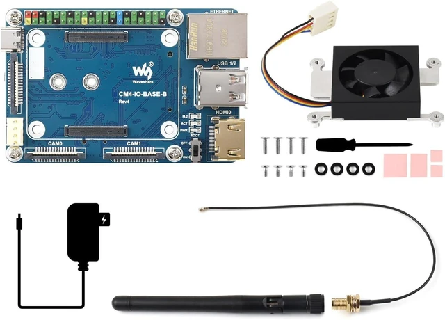 Main image of Waveshare RDK X3 AI Module Base Kit, Compatible with Raspberry Pi CM4, 5 Tops Computing Power, Accessories Only, RDK X3 MD 104032 Not Included, 4 Items