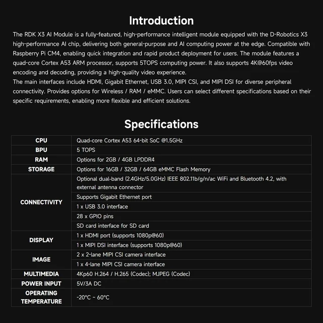 Alt view image 4 of 7 - Waveshare RDK X3 AI Module Base Kit, Compatible with Raspberry Pi CM4, 5 Tops Computing Power, Accessories Only, RDK X3 MD 104032 Not Included, 4 Items