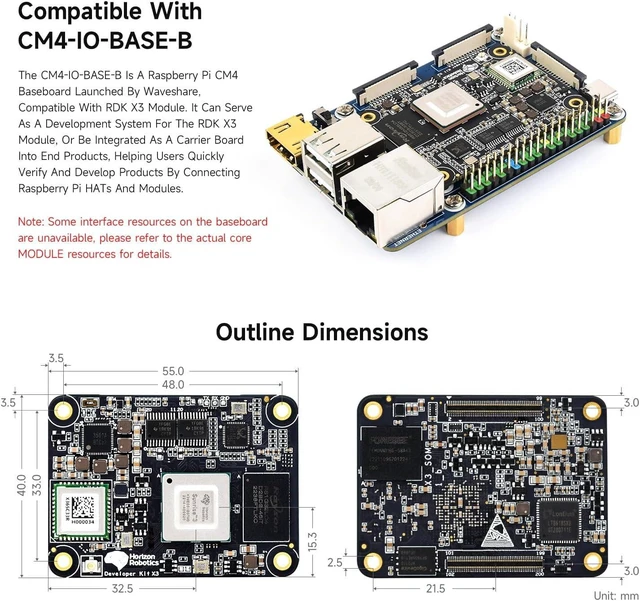 Alt view image 7 of 7 - Waveshare RDK X3 AI Module Base Kit, Compatible with Raspberry Pi CM4, 5 Tops Computing Power, Accessories Only, RDK X3 MD 104032 Not Included, 4 Items