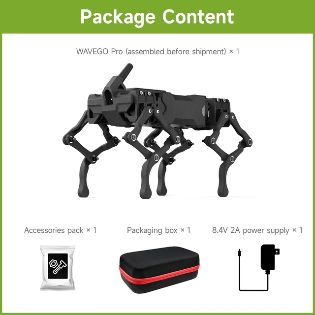 Alt view image 2 of 7 - Waveshare WAVEGO Pro 12-DOF Bionic Dog-Like Robot, Open Source for ESP32 and Raspberry Pi, Supports ESP-Now Host-Sub Control Mode