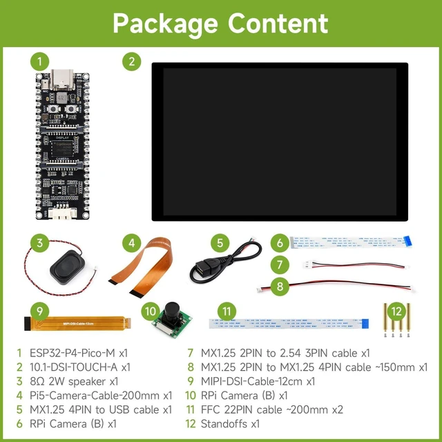 Alt view image 2 of 7 - Waveshare ESP32-P4-Pico High-Performance Development Board, Featuring ESP32-P4, RISC-V Dual-Core and Single-Core Processors, and Advanced Human-Machine Interfaces, Bundle with 10inch Display