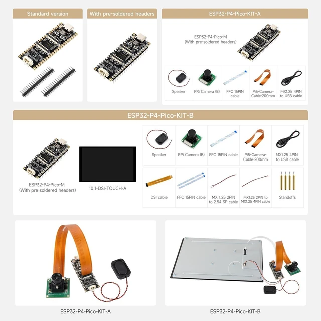 Alt view image 5 of 7 - Waveshare ESP32-P4-Pico High-Performance Development Board, Featuring ESP32-P4, RISC-V Dual-Core and Single-Core Processors, and Advanced Human-Machine Interfaces, Bundle with Speaker and Camera