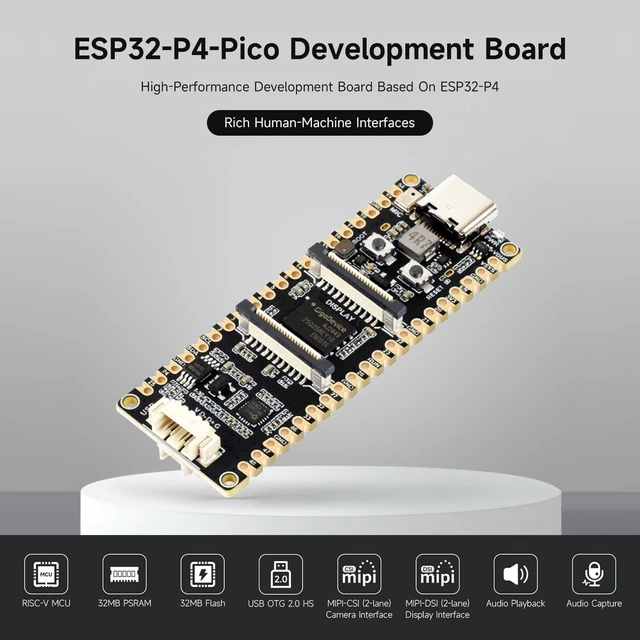 Alt view image 3 of 7 - Waveshare ESP32-P4-Pico High-Performance Development Board, Featuring ESP32-P4, RISC-V Dual-Core and Single-Core Processors, and Advanced Human-Machine Interfaces, Bundle with Speaker and Camera