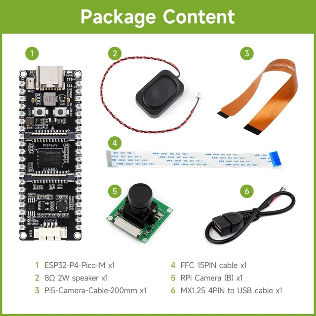 Alt view image 2 of 7 - Waveshare ESP32-P4-Pico High-Performance Development Board, Featuring ESP32-P4, RISC-V Dual-Core and Single-Core Processors, and Advanced Human-Machine Interfaces, Bundle with Speaker and Camera
