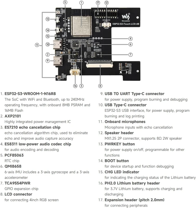 Alt view image 7 of 7 - Waveshare ESP32-S3 Smart 86 Box Development Board, Support 2.4GHz Wi-Fi & Bluetooth BLE 5, Onboard 4inch 480 × 480 Pixel Touch Display, 5-Point Touch, RGB Interface