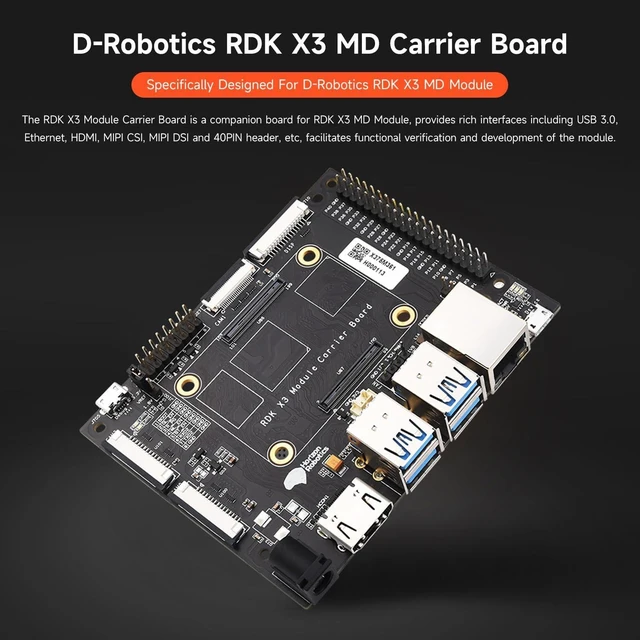 Alt view image 3 of 6 - Waveshare Official D-Robotics RDK X3 MD Carrier Board, Compatible with All Variants of RDK X3 MD Module, Offering Rich Interfaces Including USB 3.0, Ethernet, HDMI, MIPI CSI, MIPI DSI,40-PIN Header