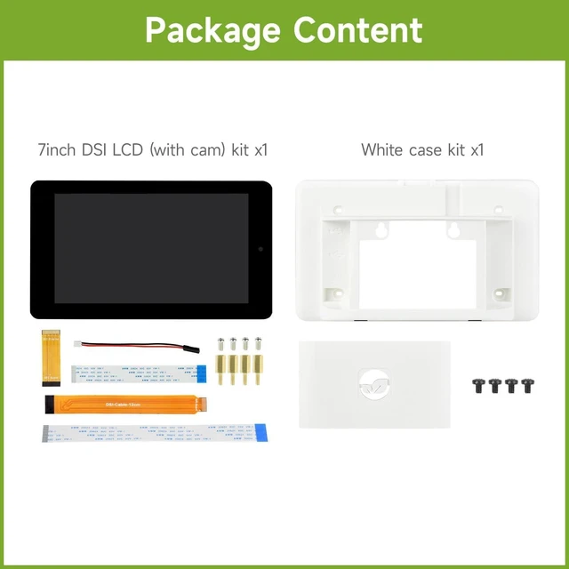 Alt view image 2 of 7 - Waveshare 7inch Capacitive Touch Display, Compatible with Raspberry Pi 4B, with White Protection Case and 5MP Front Camera, 800×480, DSI Interface
