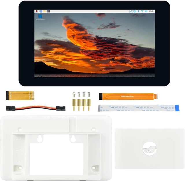 Main image of Waveshare 7inch Capacitive Touch Display, Compatible with Raspberry Pi 5/4B/3B/Zero/Zero W/Zero 2W/Pico/Pico W/Pico WH, DSI Interface, IPS Screen, 800×480, 5-Point Touch, with White Case