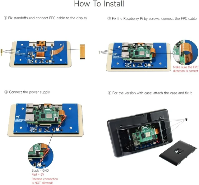 Alt view image 6 of 7 - Waveshare 7inch Capacitive Touch Display, Compatible with Raspberry Pi 5/4B/3B/Zero/Zero W/Zero 2W/Pico/Pico W/Pico WH, DSI Interface, IPS Screen, 800×480, 5-Point Touch, with White Case
