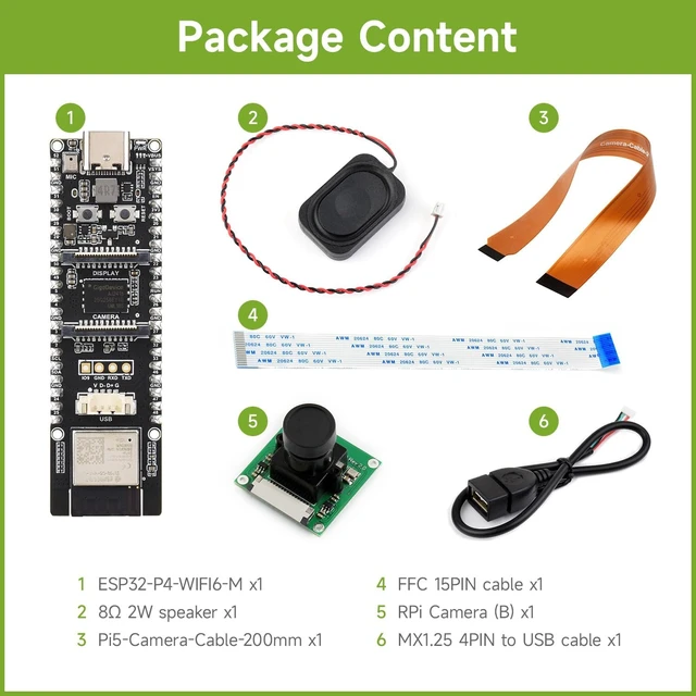 Alt view image 2 of 7 - Waveshare ESP32-P4-WIFI6 High-Performance Development Board, Based On ESP32-P4 and ESP32-C6, Supports Wi-Fi 6 and Bluetooth 5/BLE, Bundle with Speaker and Camera-6 Items