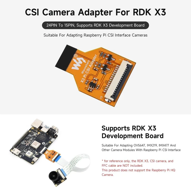 Alt view image 3 of 5 - Waveshare CSI Adapter for RDK X3 Development Board, 24PIN to 15PIN CSI Adapter Board