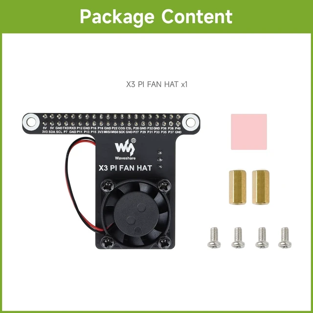 Alt view image 2 of 5 - Waveshare Cooling Fan Expansion Board for RDK X3 Development Board, with 40PIN GPIO Adapter Header