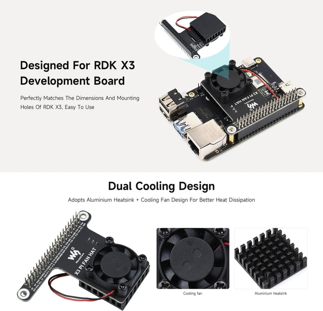 Alt view image 4 of 5 - Waveshare Cooling Fan Expansion Board for RDK X3 Development Board, with 40PIN GPIO Adapter Header