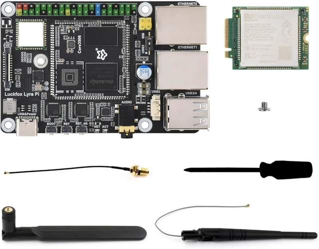 Main image of Waveshare Luckfox Lyra Pi Linux Micro Development Board, Based On Luckfox Core3506 Core Board, Integrates Triple-core ARM Cortex-A7 and ARM Cortex-M0 Processors, with Wireless, Including 4G Module