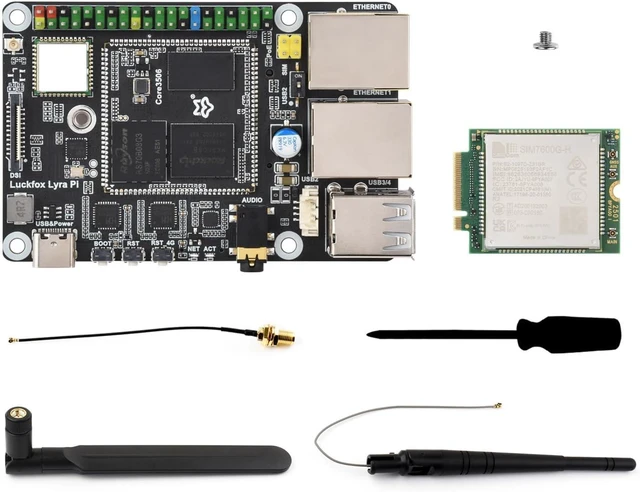 Main image of Waveshare Luckfox Lyra Pi Linux Micro Dev Board, Luckfox Core3506 Core Board, Integrates Triple-core ARM Cortex-A7 and ARM Cortex-M0 Processors, with 8GB eMMC, with Wireless, Including 4G Module