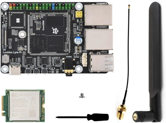 Main image of Waveshare Luckfox Lyra Pi Linux Micro Development Board, Based On Luckfox Core3506 Core Board, Integrates Triple-core ARM Cortex-A7 and ARM Cortex-M0 Processors, with 8GB eMMC, Including 4G Module