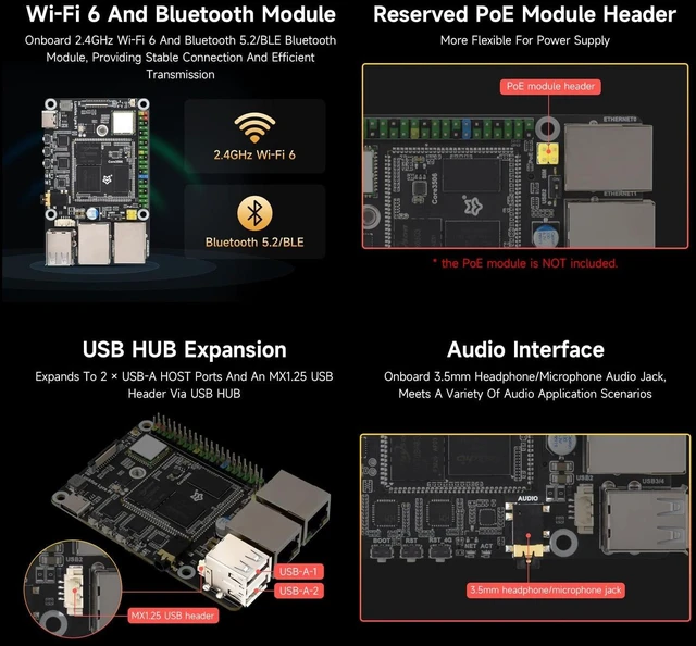 Alt view image 5 of 7 - Waveshare Luckfox Lyra Pi Linux Micro Development Board, Based On Luckfox Core3506 Core Board, Integrates Triple-core ARM Cortex-A7 and ARM Cortex-M0 Processors, with 8GB eMMC
