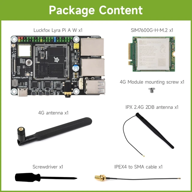 Alt view image 2 of 7 - Waveshare Luckfox Lyra Pi Linux Micro Dev Board, Luckfox Core3506 Core Board, Integrates Triple-core ARM Cortex-A7 and ARM Cortex-M0 Processors, with 8GB eMMC, with Wireless, Including 4G Module