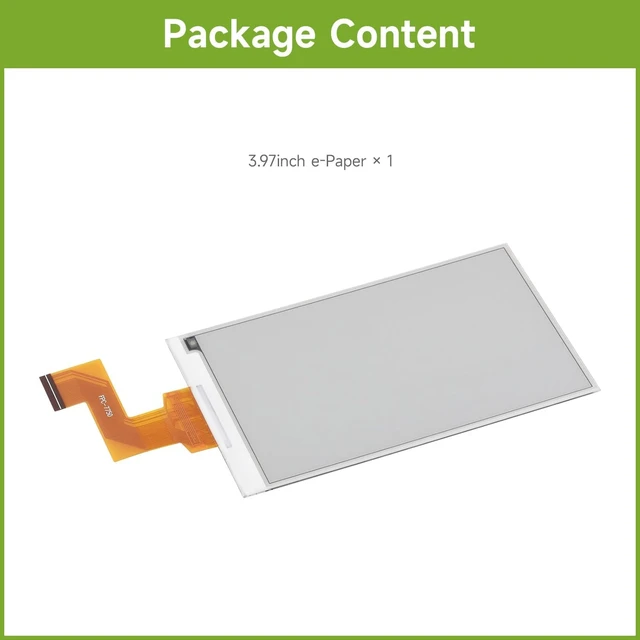 Alt view image 2 of 7 - Waveshare 3.97inch E-Paper Display, E-Ink Display, 800 × 480 Pixels, Black/White, 4 Grey Scales, SPI Interface, Driver Board Not Included