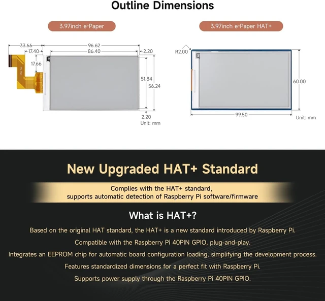 Alt view image 7 of 7 - Waveshare 3.97inch E-Paper Display, E-Ink Display, 800 × 480 Pixels, Black/White, 4 Grey Scales, SPI Interface, Driver Board Not Included