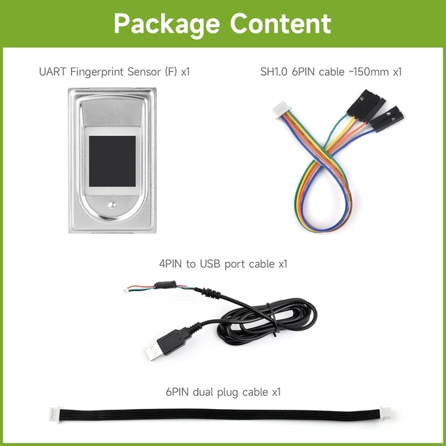 Alt view image 2 of 5 - Waveshare Rectangle-Shaped All-in-One Capacitive Fingerprint Sensor (F), Cortex Processor, UART and USB Communication, Compact Size
