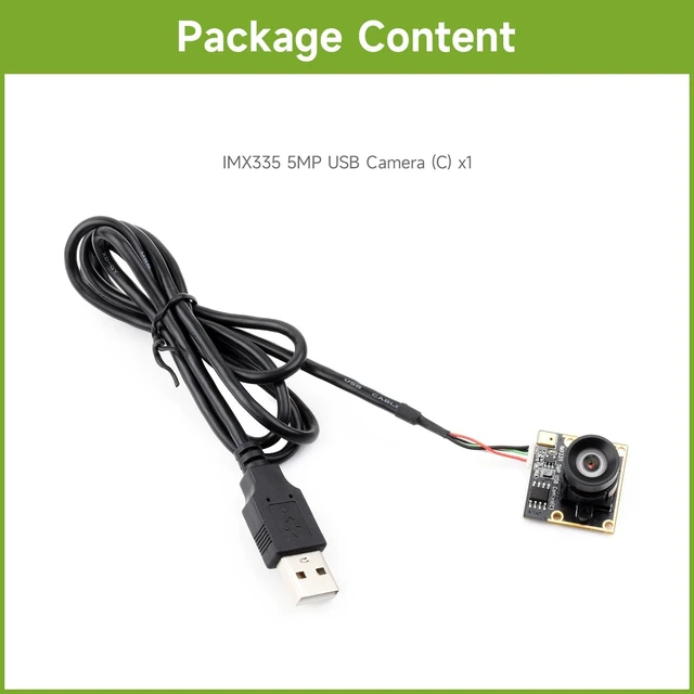 Alt view image 2 of 5 - Waveshare IMX335 5MP USB Camera with 2K Video Recording, Enhanced Low-Light Sensitivity, Wide Dynamic Range, and Distortion-Free Imaging