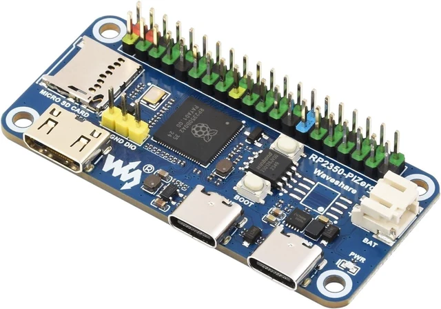 Main image of Waveshare RP2350-PiZero Development Board, Based on Raspberry Pi RP2350 Dual-core Microcontroller, 520KB Static Random, 16MB Onboard Flash, Compatible with Raspberry Pi 40PIN GPIO Header.