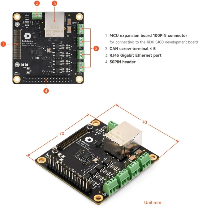 Alt view image 4 of 4 - Waveshare D-Robotics RDK S100 MCU Port Expansion Board, Designed for RDK S100 Development Kit, Supports Easy Access to Various Peripherals