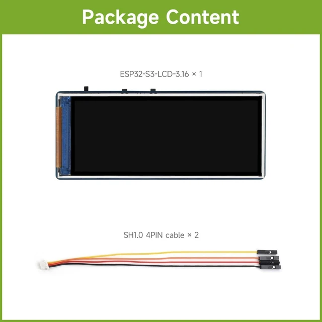 Alt view image 2 of 7 - Waveshare ESP32-S3 3.16inch Display Development Board, 320×820 Pixels, 262K Color, 32-bit LX7 Dual-core Processor, Up to 240MHz Frequency, WiFi & Bluetooth 5, Accelerometer and Gyroscope Sensor