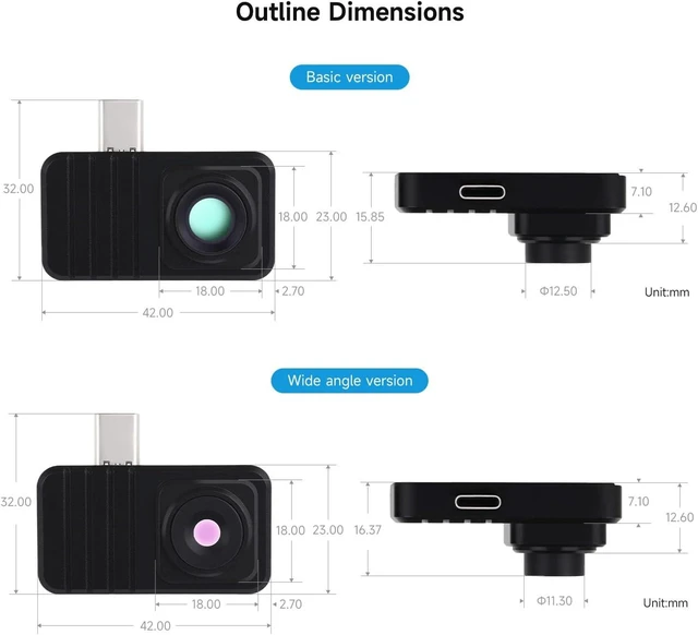 Alt view image 6 of 6 - Waveshare Smartphone Infrared Thermal Imaging Camera, Type-C Port, Plug-and-Play, 160×120 Pixels, 88° Field of View, with Aluminum Alloy Case