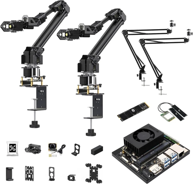 Main image of Waveshare 5 + 1 DOF High-Torque Serial Bus Servo Dual Robotic Arm AI Kit, Supports Hugging Face LeRobot AI Robotic Project, ESP32, 2-DOF Wrist Joint, with Jetson Orin Nano 8GB Kit