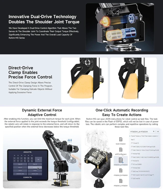 Alt view image 7 of 7 - Waveshare 5 + 1 DOF High-Torque Serial Bus Servo Dual Robotic Arm AI Kit, Supports Hugging Face LeRobot AI Robotic Project, ESP32, 2-DOF Wrist Joint, with Jetson Orin Nano 8GB Kit