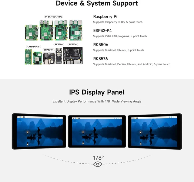 Alt view image 4 of 7 - Waveshare 5inch DSI Capacitive Touch Display, Compatible with Raspberry Pi 5/4B/3B+/3A+, 720 × 1280, IPS, Optical Bonding Toughened Glass Panel, DSI Interface, 5-Point Touch, Aluminum Alloy Case