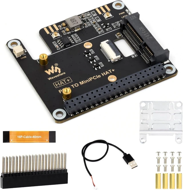 Main image of Waveshare PCIe to MiniPCIe Adapter, Compatible with Raspberry Pi 5, Support MiniPCIe Wireless NIC, USB Bluetooth Connection, Driver-Free, Plug and Play, High-Speed Network Connection