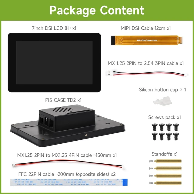 Alt view image 2 of 7 - waveshare 7inch DSI Capacitive Touch Display, 1280×720 Pixels, IPS Panel, Optical Bonding Toughened Glass Panel, 10-Point Touch, Anti-Fingerprint Process, with Protective Case