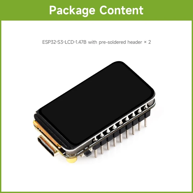 Alt view image 2 of 6 - Waveshare ESP32-S3 1.47inch LCD Display Development Board, 172×320 Resolution, 262K Display Color, 2.4GHz Wi-Fi/BLE 5, 240MHz LX7 Dual-core Processor, ESP32 with Display, with Pre-soldered Header
