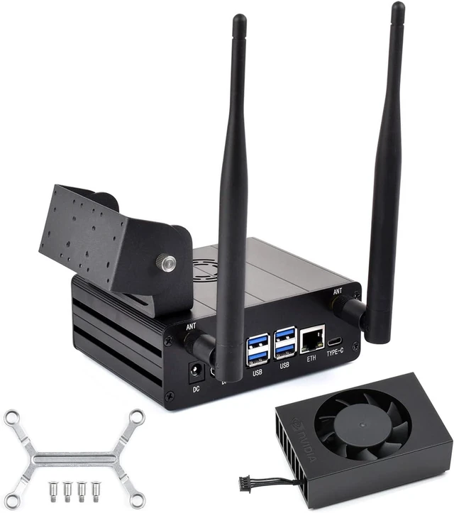 Main image of Waveshare Aluminum Alloy Case for Jetson Orin, with Official Cooling PWM Fan, Mini-Computer Case, Camera Holder, Compatible with Jetson Orin Nano Super Developer Kit/Orin Nano and Orin NX Kits