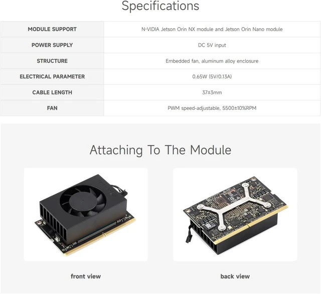 Alt view image 5 of 7 - Waveshare Aluminum Alloy Case for Jetson Orin, with Official Cooling PWM Fan, Mini-Computer Case, Camera Holder, Compatible with Jetson Orin Nano Super Developer Kit/Orin Nano and Orin NX Kits