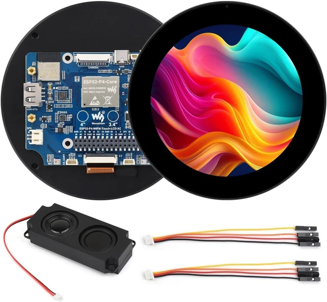 Main image of Waveshare ESP32-P4 3.4inch WIFI6 Round Touch Display Development Board, 800 × 800, 170° Viewing Angle, Optical Bonding Toughened Glass, Onboard Dual Microphones, Support Wi-Fi 6 / Bluetooth 5 (LE)