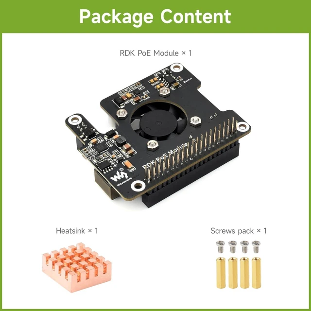 Alt view image 2 of 6 - Waveshare Power Over Ethernet Expansion Board for RDK X5, Onboard Cooling Fan, with Metal Heatsink, Supports 802.3af/at Network Standard, RDK PoE Module